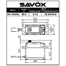 Servo Standard SAVOX DIGITAL / Boitier alu 30kg-0.13s