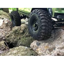  Pneus Boom Racing HUSTLER M/T Xtreme 1.55" BABY Rock Crawling Tires 3.74x1.3 SNAIL SLIME™  W/ Open Cell Foams (Ultra Soft)