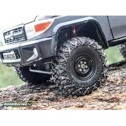  Pneus Boom Racing HUSTLER M/T Xtreme 1.55" BABY Rock Crawling Tires 3.74x1.3 SNAIL SLIME™  W/ Open Cell Foams (Ultra Soft)