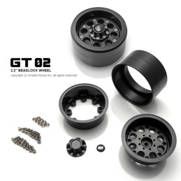Jantes 2.2 GT02 Beadlock noires Gmade GM70234