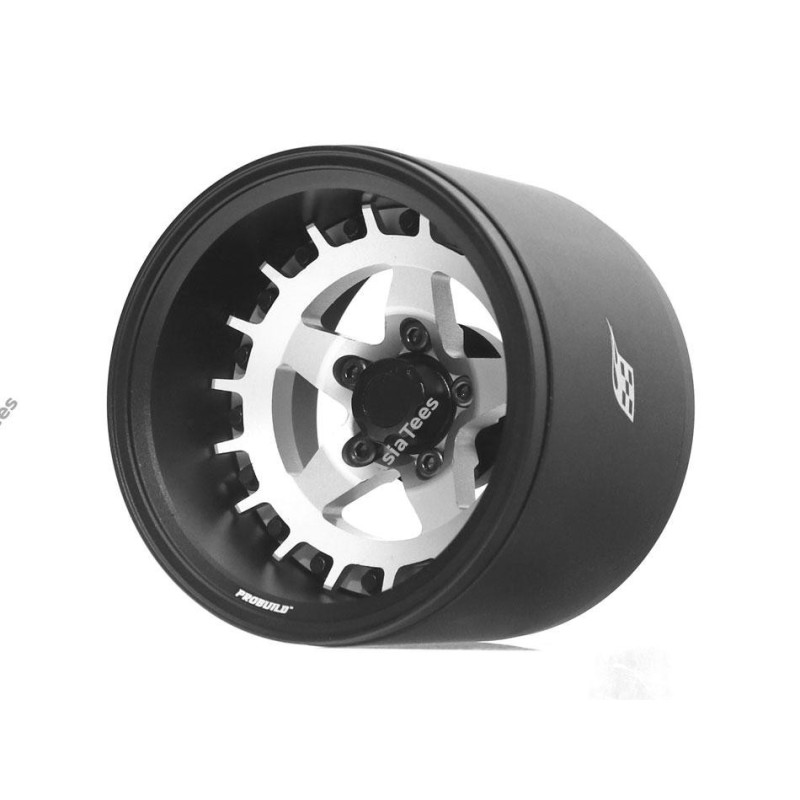 Jantes Boom Racing ProBuild™ 1.9 » Extra large SS5 Réglable Offset Aluminum Beadlock (2) noir et argent - BRPB018BKRS-EW