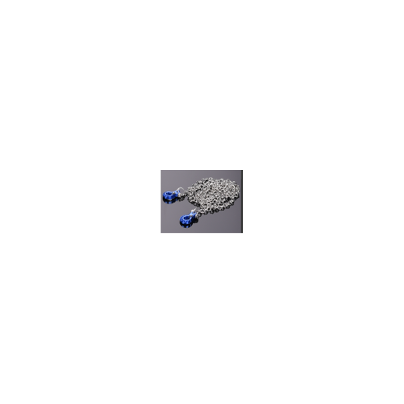 Chaîne de remorquage en métal silver crochets bleus Trailer Hook Hobby Details - DTEL01102B