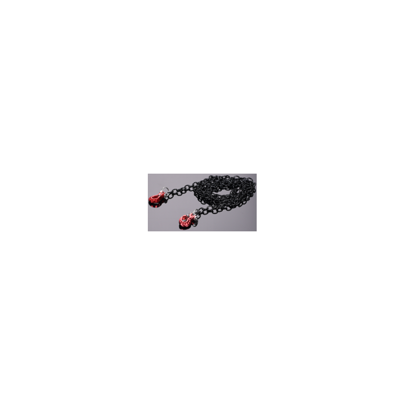 Chaîne de remorquage en métal noir crochets rouges Trailer Hook Hobby Details - DTEL01103A
