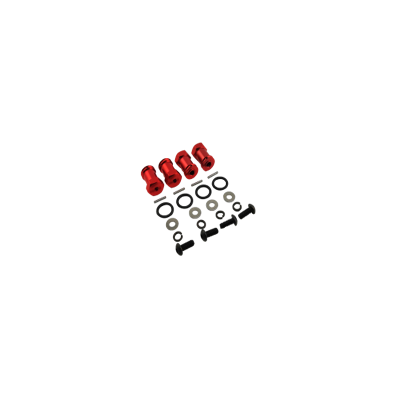 Hexagones de roues élargisseurs 12x20mm rouge - DTWH03001A