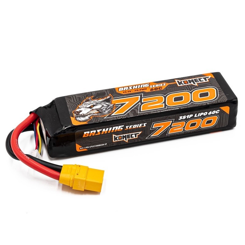 Batterie KONECT LIPO 7200MAH 11.1V 60C 3S1P 79.9WH BASH (XT90) HOBBYTECH - KN-LP3S7200BASH-XT