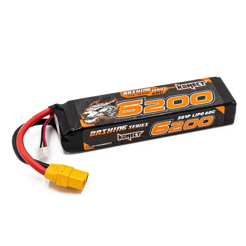 Batterie KONECT LIPO 6200MAH 11.1V 60C 3S1P 68.8WH BASH (XT90) HOBBYTECH - KN-LP3S6200BASH-XT
