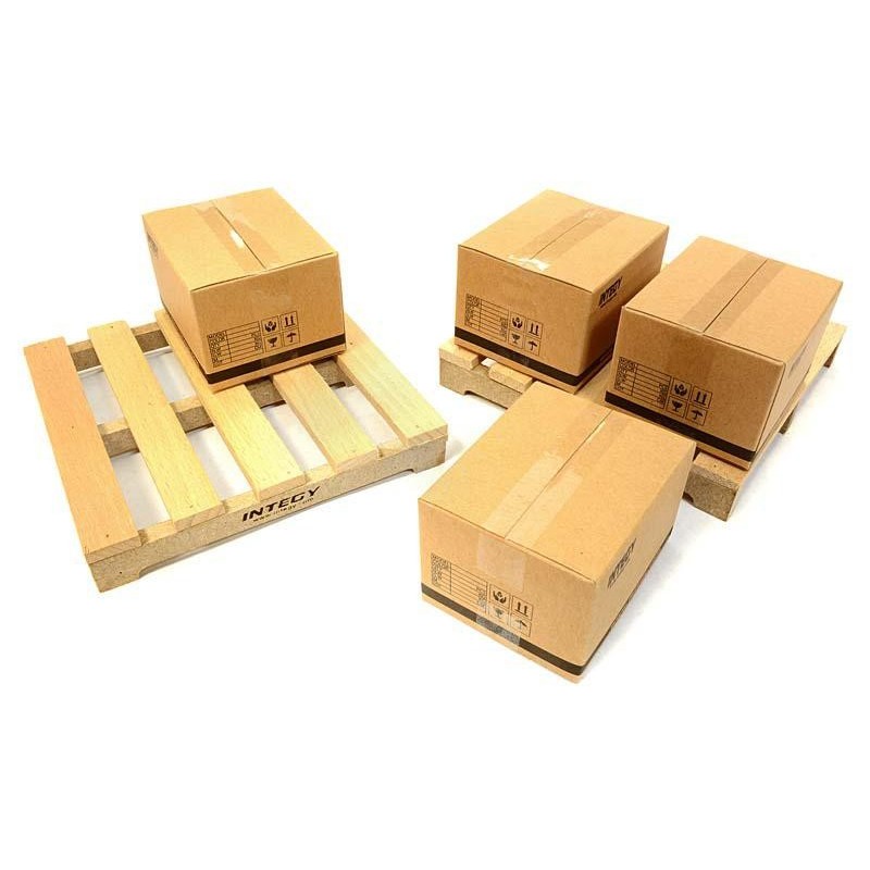 Palette en bois réaliste & kit de boîtes d’emballage échelle 1/10 INTEGY - C26622