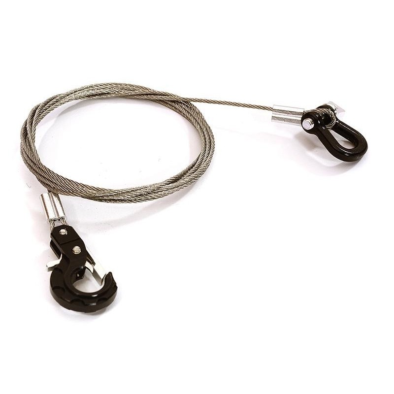 Câble de remorque en acier 1/10 anneau D et crochets noirs INTEGY - C28414BLACK