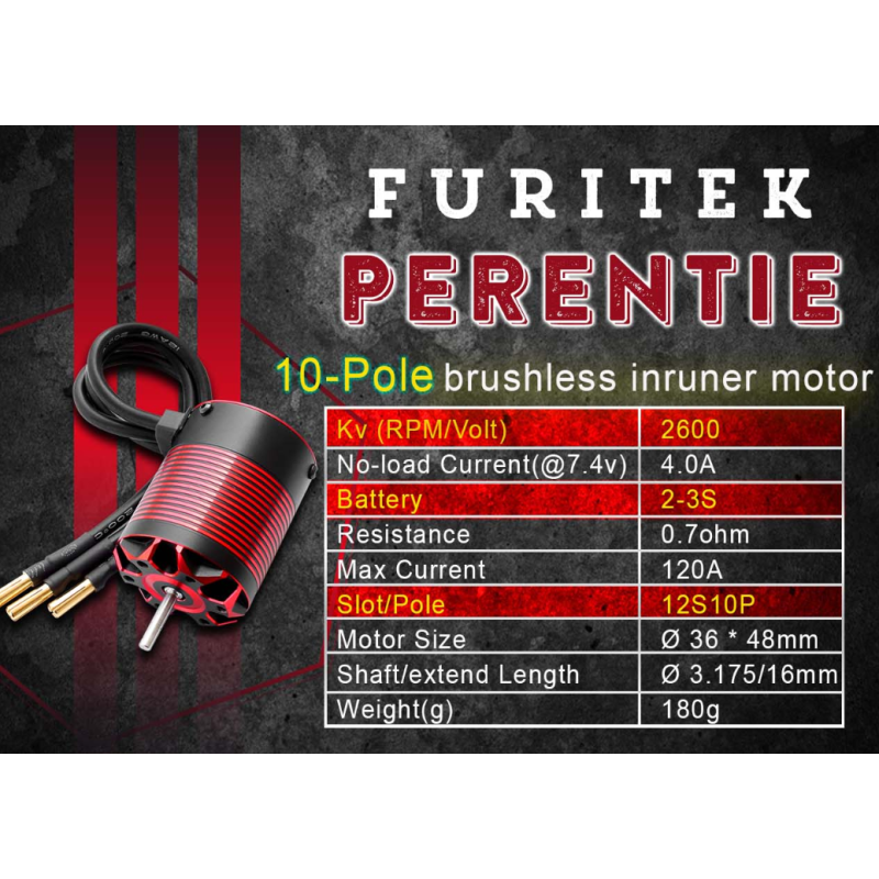 Moteur Brushless FURITEK Perentie 10 pôles Inrunner 2600KV - FUR-2201