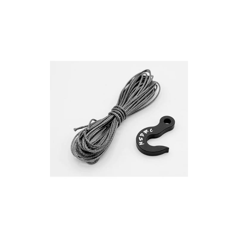 Kit corde grise et crochet noir de treuil 1/10 NSDRC - NSD-WLNHK110