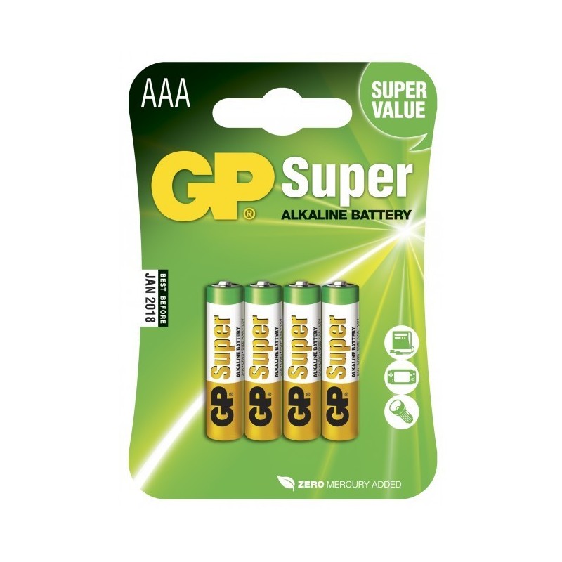 Piles GP Super Alcaline AAA-pile, 24A/LR03 (4)