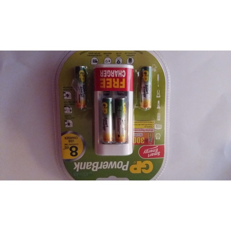 Piles rechargeables GP AAA LR-03 400mah 1,2V (4) + Chargeur USB - - FANATIC  RC