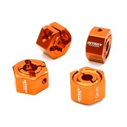 Hexagones de roues 12mm en alu Orange  épaisseur 7mm Integy