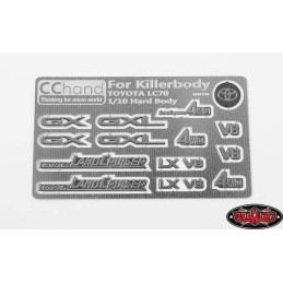 Emblemes Metal  pour Toyota Killerbody LC70 CChand  RC4WD